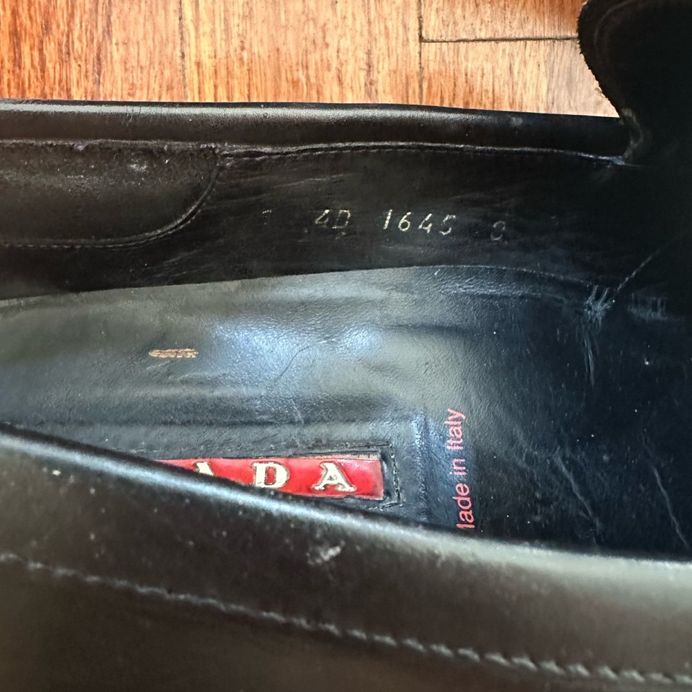 Prada Linea Rossa Black Leather Loafers - Picture 10 of 10
